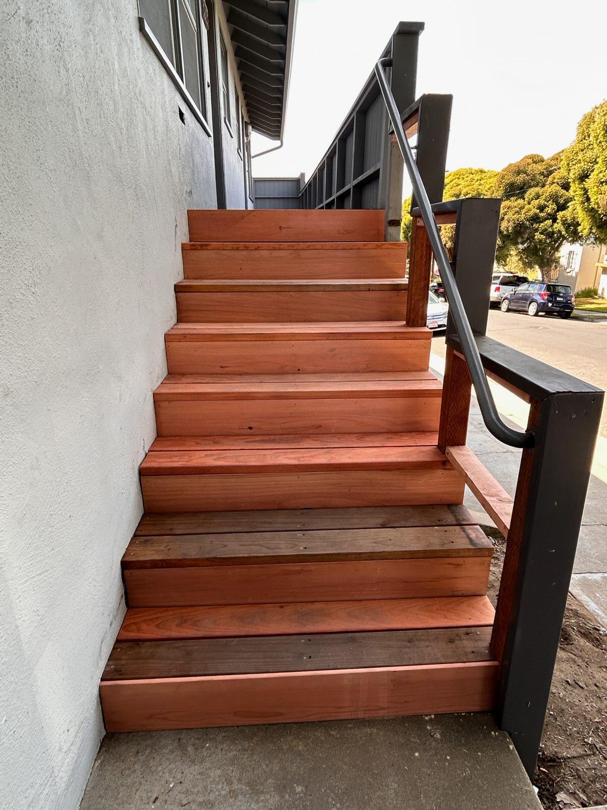 Wooden stairs renovation after