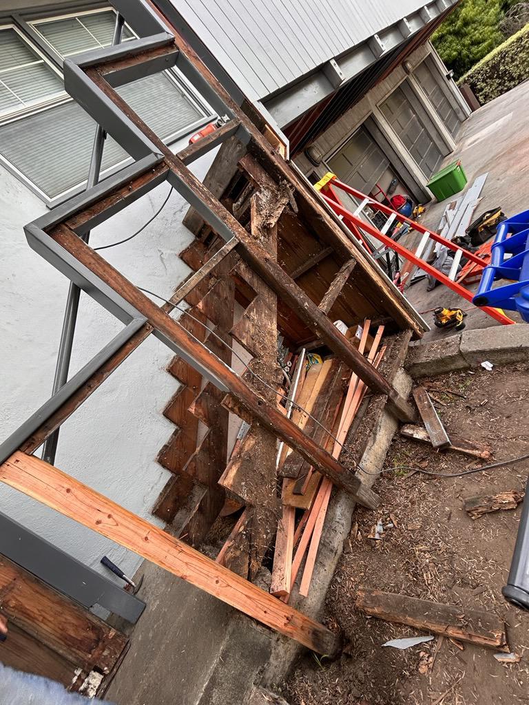 Wooden stairs renovation before